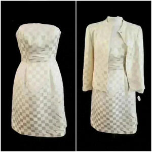 Vtg 1970s Strapless Dress & Jacket RARE NOS satin sz 8 NWT $1200 bride formal